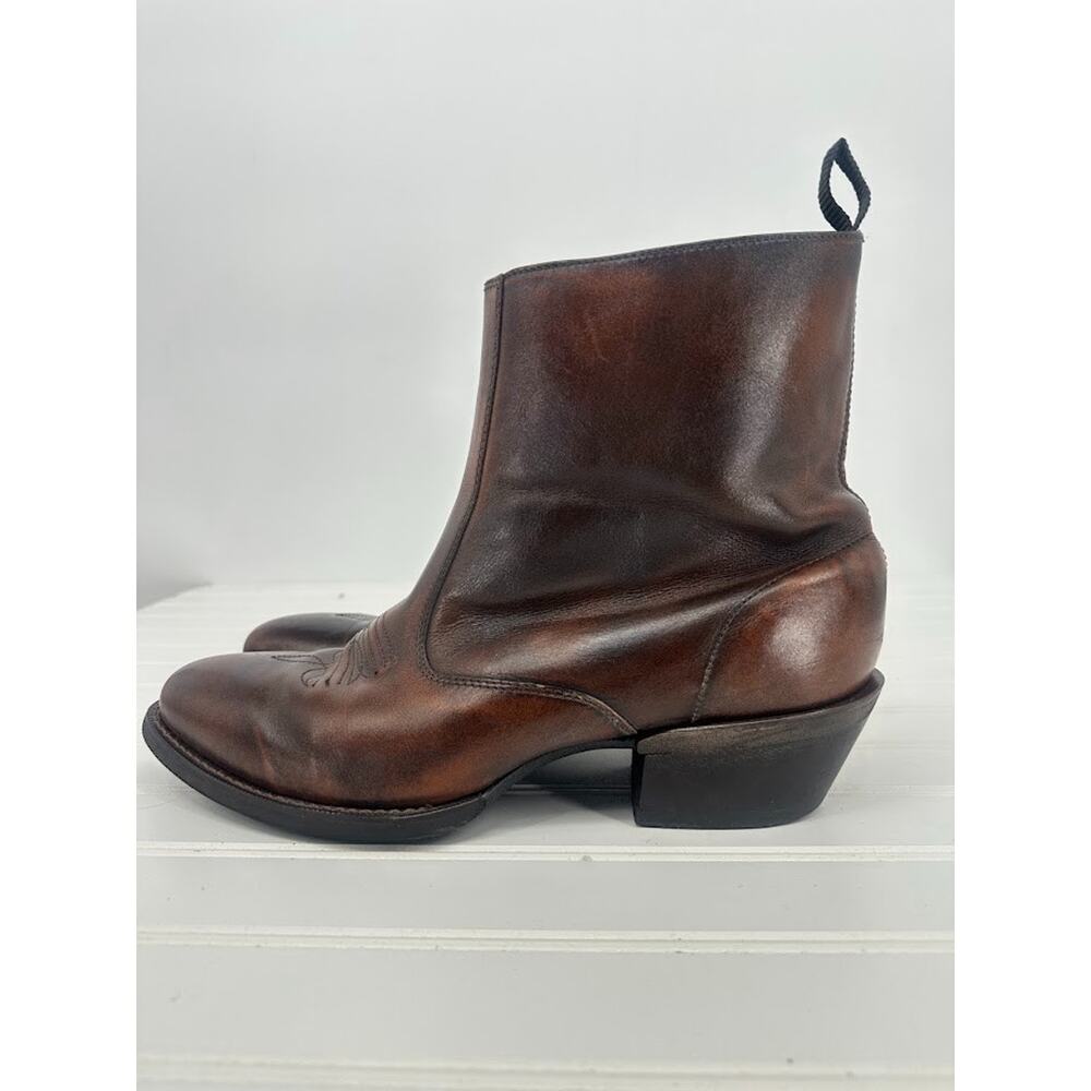 Laredo Fletcher 62074 Men’s 10.5D Brown Leather Western Roper Boots Zip 7" Shaft